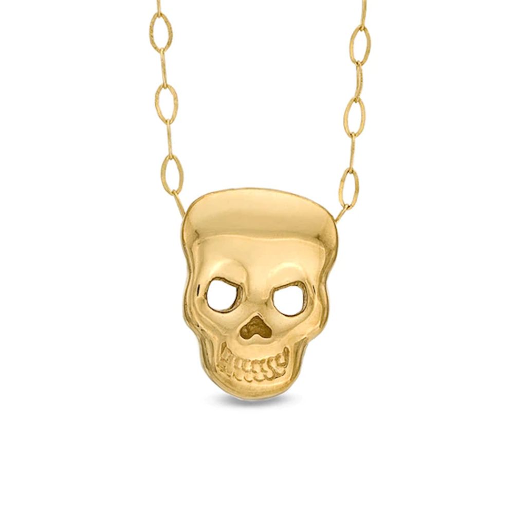 TeenytinyÂ® Skull Pendant in 10K Gold - 17"