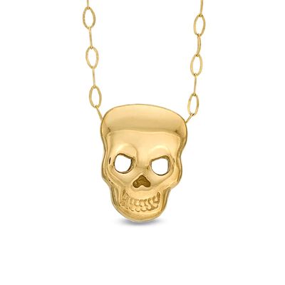 TeenytinyÂ® Skull Pendant in 10K Gold - 17"