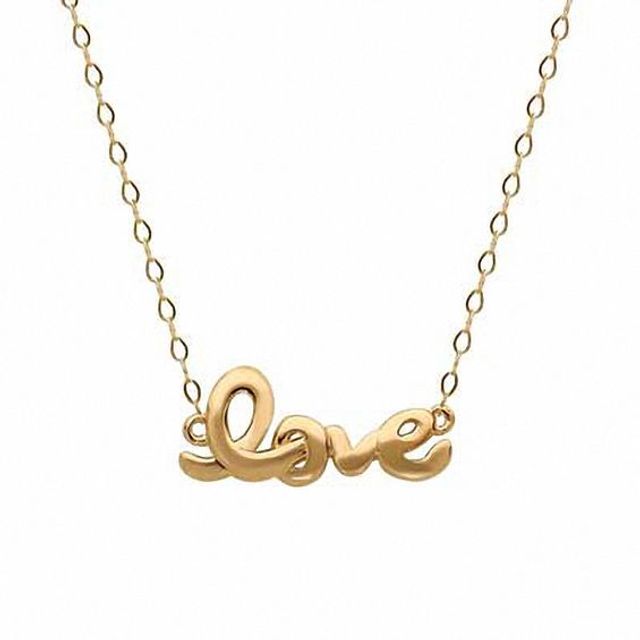 TeenytinyÂ® "Love" Pendant in 10K Gold - 17"