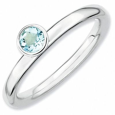 Stackable Expressionsâ¢ 4.0mm Aquamarine Solitaire High Profile Ring in Sterling Silver