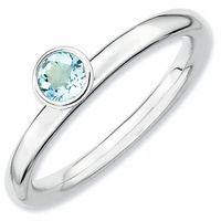 Stackable Expressionsâ¢ 4.0mm Aquamarine Solitaire High Profile Ring in Sterling Silver