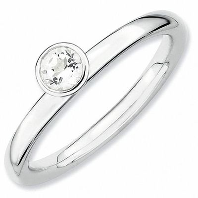 Stackable Expressionsâ¢ 4.0mm White Topaz Solitaire High Profile Ring in Sterling Silver