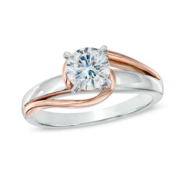 1/2 CT. Diamond Solitaire Swirl Engagement Ring in 14K Two-Tone Gold (I/I2)
