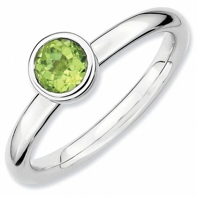 Stackable Expressionsâ¢ 5.0mm Peridot Solitaire Low Profile Ring in Sterling Silver