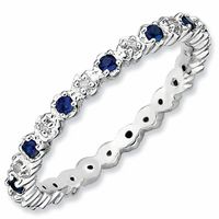 Stackable Expressionsâ¢ Lab-Created Blue Sapphire and Diamond Accent Eternity Band Sterling Silver