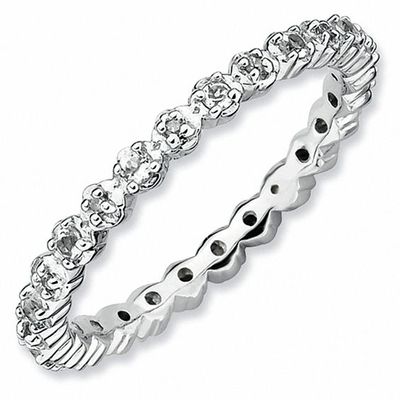 Stackable Expressionsâ¢ White Topaz and Diamond Accent Eternity-Style Ring in Sterling Silver