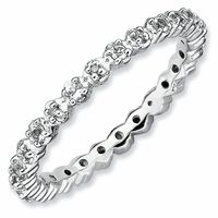 Stackable Expressionsâ¢ White Topaz and Diamond Accent Eternity-Style Ring Sterling Silver