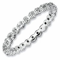 Stackable Expressionsâ¢ White Topaz and Diamond Accent Eternity-Style Ring in Sterling Silver