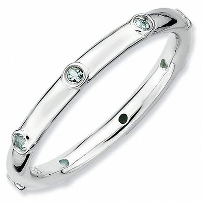 Stackable Expressionsâ¢ Aquamarine Station Ring in Sterling Silver