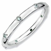 Stackable Expressionsâ¢ Aquamarine Station Ring in Sterling Silver