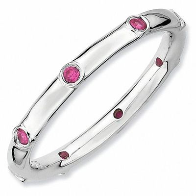 Stackable Expressionsâ¢ Lab-Created Ruby Station Ring Sterling Silver