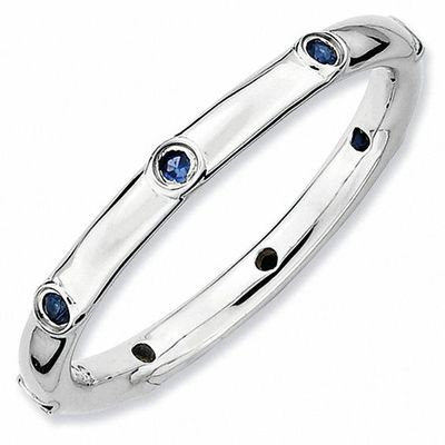 Stackable Expressionsâ¢ Lab-Created Blue Sapphire Station Ring Sterling Silver