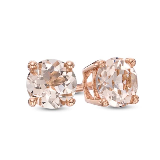 5.0mm Morganite Solitaire Stud Earrings in 10K Rose Gold