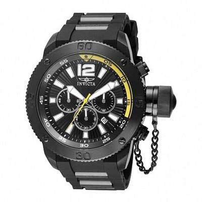 Men's Invicta Corduba Chronograph Black Strap Watch with Black Dial (Model: 15063)