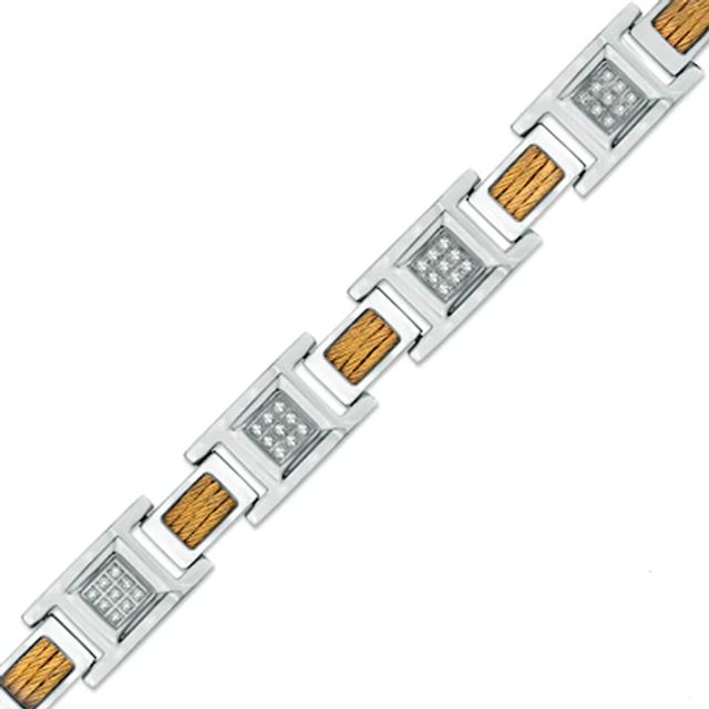 Men's 3/4 CT. T.w. Diamond Cable Bracelet in Two-Tone Stainless Steel - 8.5"