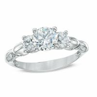Celebration Ideal 1 CT. T.w. Certified Diamond Three Stone Engagement Ring in 14K White Gold (J/I1)