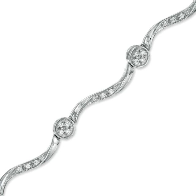 1/4 CT. T.w. Diamond Cluster Station Bracelet in 10K White Gold