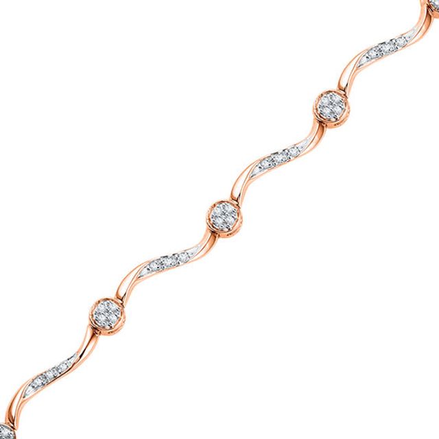 1/4 CT. T.w. Diamond Cluster Station Bracelet in 10K Rose Gold