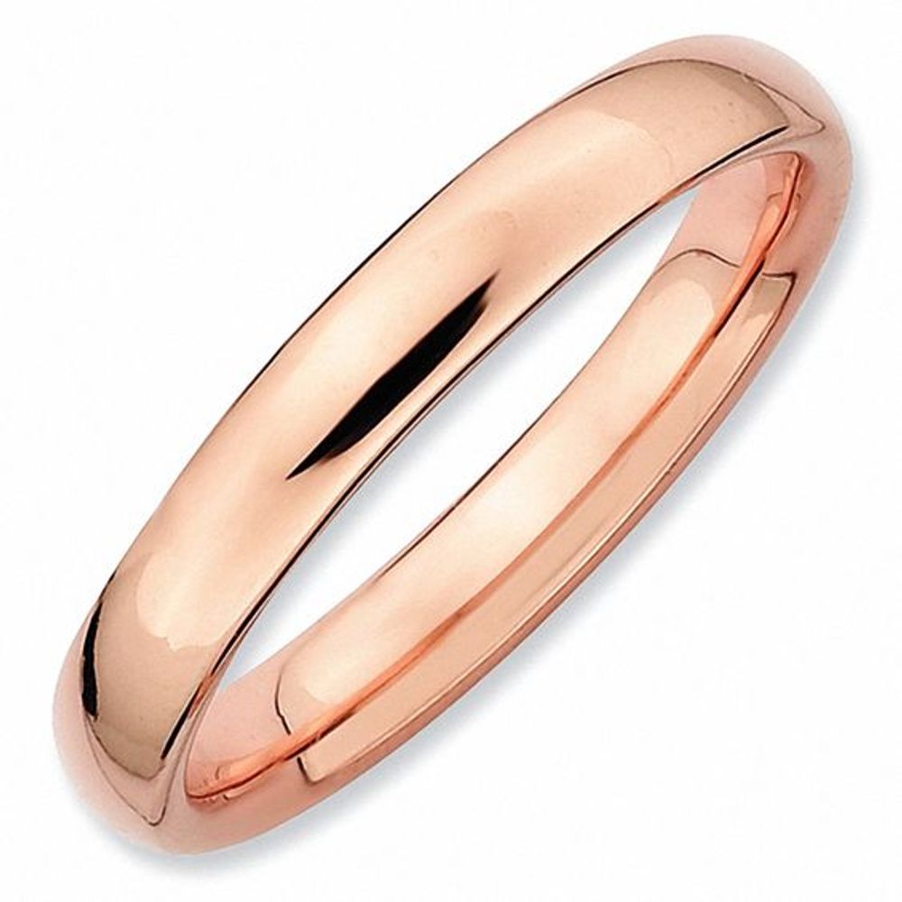 Stackable Expressionsâ¢ 3.0mm Rounded Polished Ring in Sterling Silver and 18K Rose Gold Plate