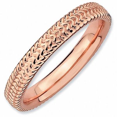 Stackable Expressionsâ¢ 3mm Cable Ring Sterling Silver and 18K Rose Gold Plate