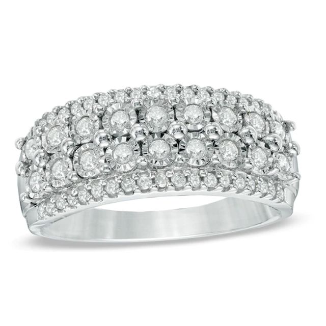 1/2 CT. T.w. Diamond Layered Ring in 10K White Gold