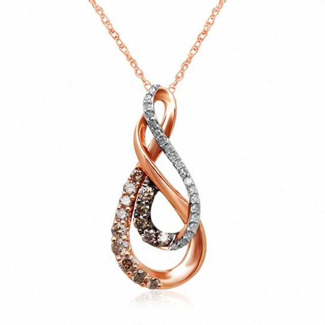 1/3 CT. T.w. Champagne and White Diamond Double Infinity Pendant in 10K Rose Gold
