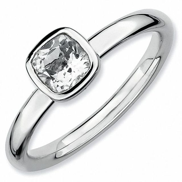 Stackable Expressionsâ¢ Cushion-Cut White Topaz Ring in Sterling Silver