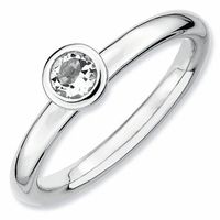 Stackable Expressionsâ¢ White Topaz Solitaire Low Profile Ring in Sterling Silver