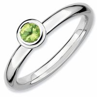 Stackable Expressionsâ¢ Peridot Solitaire Low Profile Ring in Sterling Silver