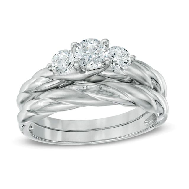 3/4 CT. T.w. Diamond Past Present FutureÂ® Bridal Set in 14K White Gold