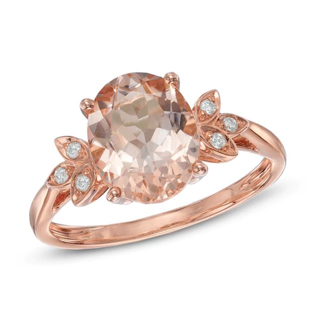 Oval Morganite and Diamond Accent Ring in 10K Rose Gold