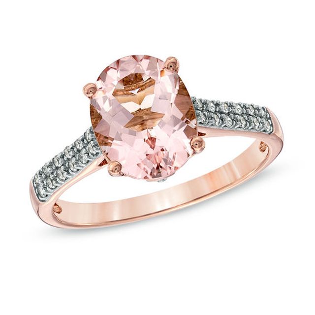 Oval Morganite and Diamond Accent Ring in 10K Rose Gold