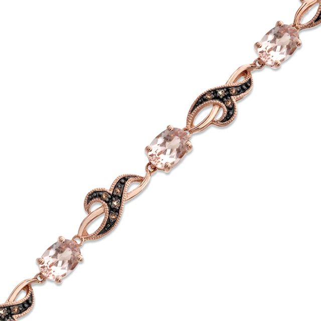 Oval Morganite and Smoky Quartz Bracelet in 10K Rose Gold - 7.25"