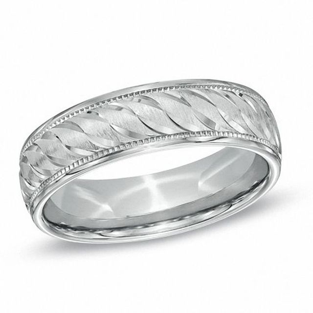 6.0mm Diamond-Cut Comfort Fit Wedding Band in Sterling Silver