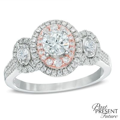 1 CT. T.w. Diamond Double Frame Past Present FutureÂ® Ring in 14K Two-Tone Gold