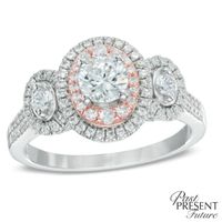 1 CT. T.w. Diamond Double Frame Past Present FutureÂ® Ring in 14K Two-Tone Gold