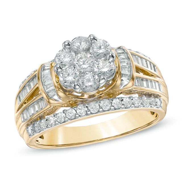 1-1/4 CT. T.w. Diamond Cluster Engagement Ring in 10K Gold
