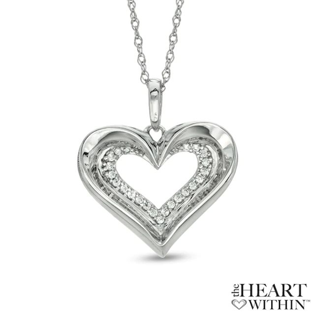 1/10 CT. T.w. Diamond Heart Pendant in 10K White Gold
