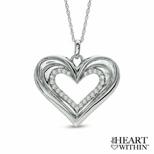 1/4 CT. T.w. Diamond Heart Pendant in 10K White Gold