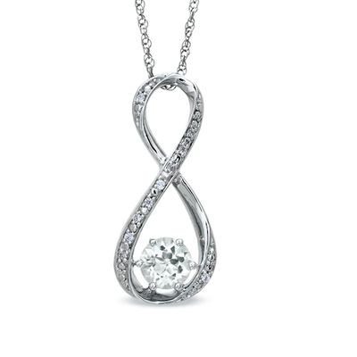 5.5mm Lab-Created White Sapphire and Diamond Accent Infinity Pendant in Sterling Silver