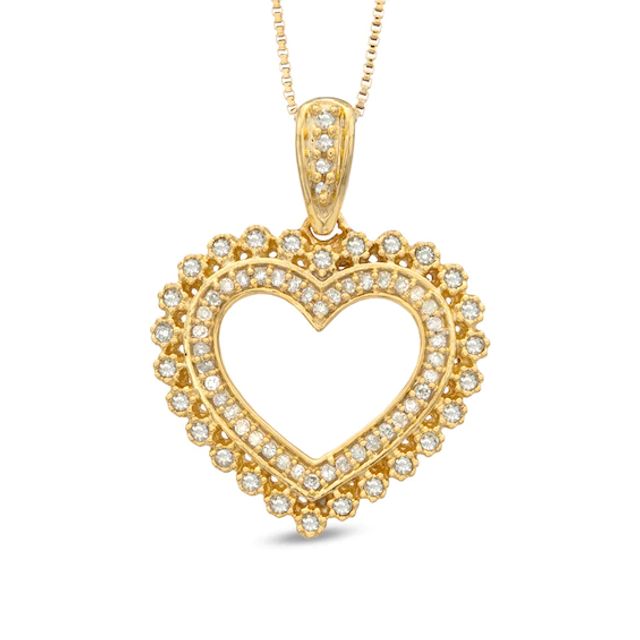 1/3 CT. T.w. Diamond Heart Pendant in Sterling Silver and 14K Gold Plate