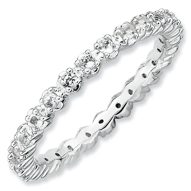 Stackable Expressionsâ¢ White Topaz Eternity Band in Sterling Silver