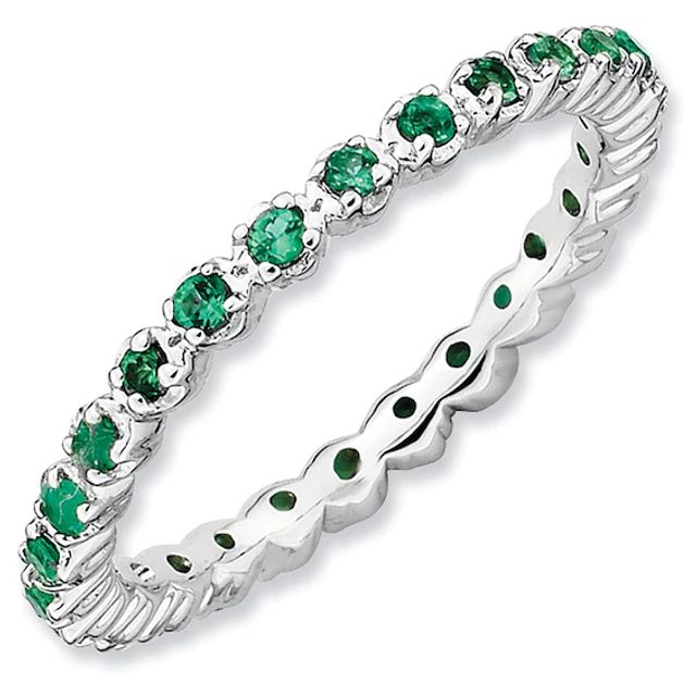 Stackable Expressionsâ¢ Lab-Created Emerald Eternity Band in Sterling Silver