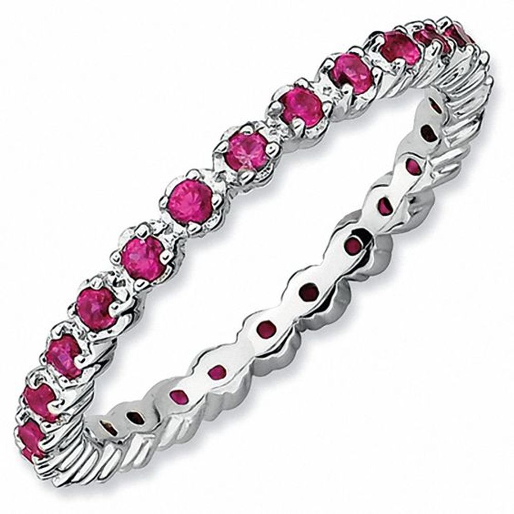 Stackable Expressionsâ¢ Lab-Created Ruby Eternity Band in Sterling Silver