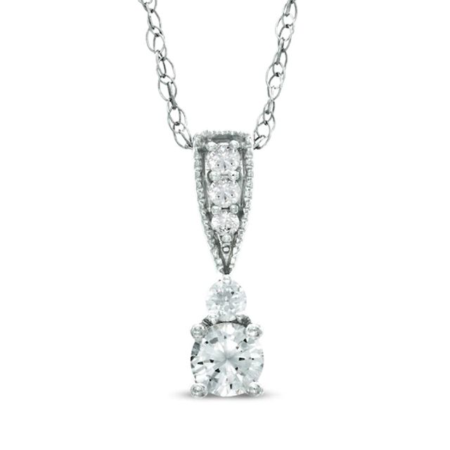 1/2 CT. T.w. Diamond Drop Pendant in 14K White Gold