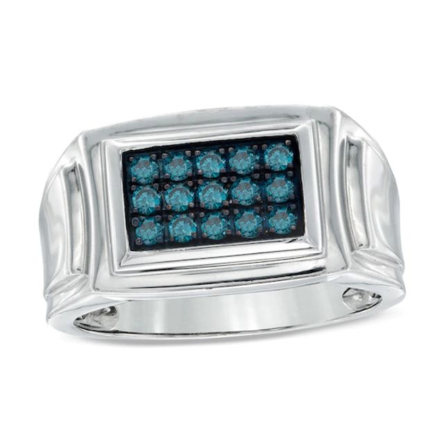 1/2 CT. T.w. Enhanced Blue Diamond Ring in Sterling Silver