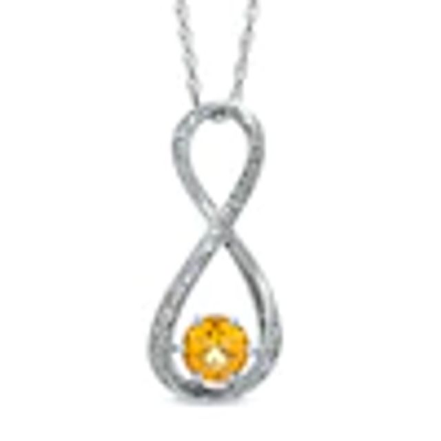 5.5mm Citrine and Diamond Accent Infinity Pendant in Sterling Silver