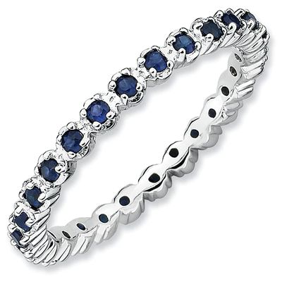 Stackable Expressionsâ¢ Prong-Set Lab-Created Blue Sapphire Eternity Band in Sterling Silver