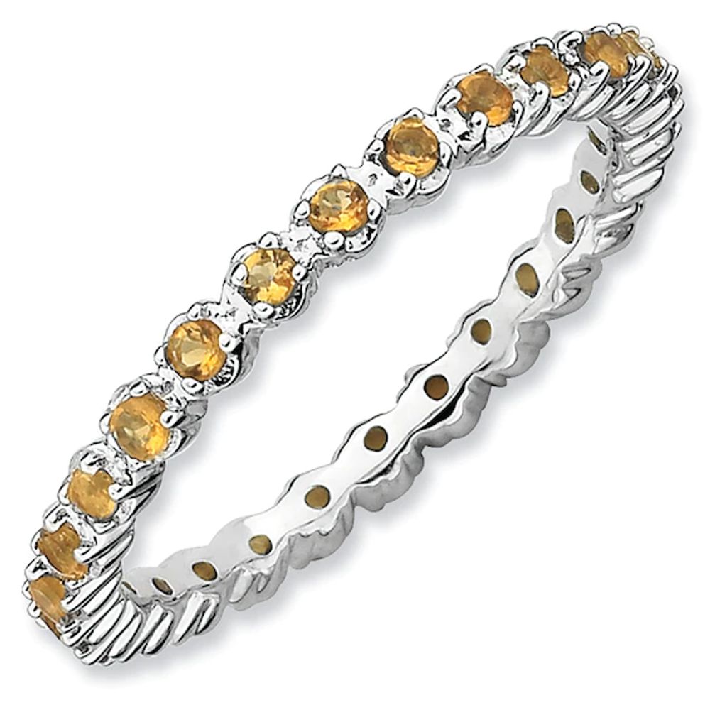 Stackable Expressionsâ¢ Prong-Set Citrine Eternity Band in Sterling Silver