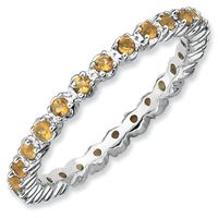 Stackable Expressionsâ¢ Prong-Set Citrine Eternity Band in Sterling Silver